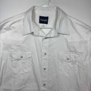 Wrangler White Western Cowboy Pearl Snap Long Sleeve Shirt‎ Mens Sz XXL